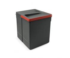 EMUCA 8937223 Poubelles, Compartiments de Recyclage pour Base Ã Couper, bac Hauteur 266mm et capacitÃ© 15 litres, Gris, H 266 mm (1x15L)
