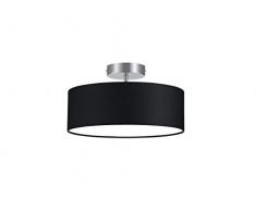TRIO, Plafonnier, Hotel 3xE27, max.60,0 W Tissu, Noir, Corps: metal, Nickel mat Ã:50,0cm, H:20,5cm IP20