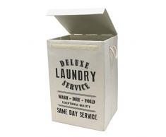 JVL Deluxe Pliable Tissu/vÃªtements/Corbeille de Panier Ã Linge avec poignÃ©es en Corde, crÃ¨me, 85Â Litre