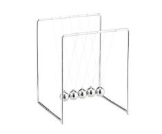 Relaxdays Newton Pendule à Billes pour Bureau et Bureau, Physique, 5 Boules, métal, Suspension à Billes Newton Argenté
