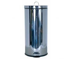MSV 100359 Poubelle 30 litres, Plastique, Argent, 29x29x63 cm