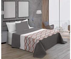 ForenTex Couvre-lit Havai Gris réversible Thermo-imprimé été/Printemps avec taie doreiller pour lit de 135 cm 3