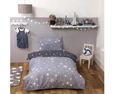 Dreamscene Parure de lit réversible Motif étoiles, Ãtoiles Gris argenté, Junior - Cot Bed