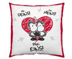 Sheepworld 45189 de Coton kissenichâ¯: Deins du Motifâ¯: Le Mien Nousâ¯: Un, 40 cm x 40 cm, Coussin décoratif avec Amour Cadeau Coussin, Rouge, Blanc, Noir, 40 x 40 cm