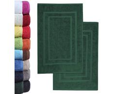 NatureMark Lot de 2 Tapis de Bain en Ã©ponge 100 % Coton Vert foncÃ© 50 x 80 cm