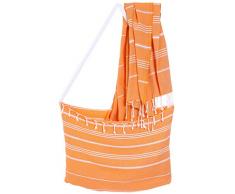 Cacala Serviette de Bain, Serviette fouta avec Sac intÃ©grÃ©, Coton, Orange, 100 x 180 x 0.5 cm