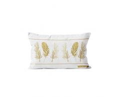Soleil docre Plumes dor Housse, Coussin, Coton, Blanc, 32 x 50 cm