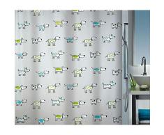 Spirella 10.16747 Peva Rideau de Douche Motif Chien Vert Kiwi/Bleu Ciel 180 x 200 cm