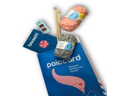 Kit Tricot pour réaliser deux éponges écologique Tawashi. Kit de Tricot avec notice et 2 pelotes de fils rose clair et gris. Idéal pour la déco cuisine ou salle de bain