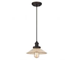 Westinghouse 6338240 63382 Luminaire Suspendu dIntérieur à Une Lampe, Finition Miroir Antique Nervuré, Verre, Bronze Huilé