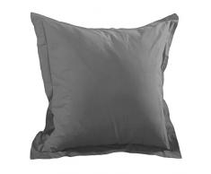 Lovely Casa T14820010 Alicia Taie avec Volant Coton Anthracite 65 x 65 cm