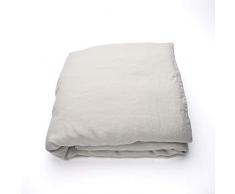LinenMe Housse de Couette 100% Lin, 140x200 cm, Collection Stone Washed, Argent