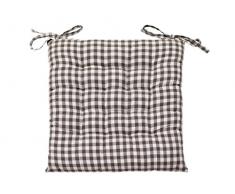 Soleil dOcre Coussin Dessus de chaise capitonnÃ© VICHY Gris, Coton, 40 x 40 x 5 cm