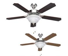 LE Lighting EVER Ventilateur de Plafond à LED 132CM, Silencieux, 5 Pales en Bois Double Faces, Lampe Intégré avec Abat-jour en Verre Opale Dépolis, Marche Avant/Arrière, Mode Eté/Hiver