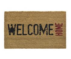 F&S Paillasson dentrée Original Fait de 100% Fibres de Coco Naturel 45 x 75 cm, 15 mm dépaisseur. Dessin Welcome Home. Couleur Naturel, Noir Rouge.