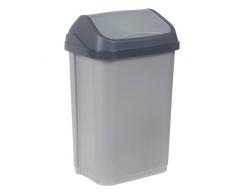 keeeper 2053706 Poubelle Swing-Bin 25 l en Argent/Anthracite, Plastique, 33,5 x 25,5 x 53,5 cm
