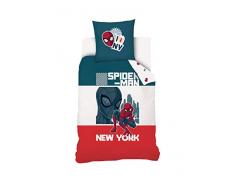 Disney Spider-Man Parure de lit 140x200 cm 100% Coton, Gris/Blanc/Rouge, 140x200cm