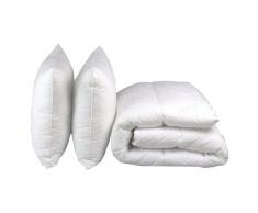 Espritzen - Pack hiver couette chaude 100% Coton 260x240 cm + 2 oreillers 65x65 cm - Blanc