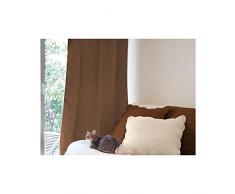 Soleil docre Rideau Ã Pattes boutis Coton Chocolat, 100%, Marron, 140 x 250 cm
