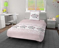 Soleil docre Parure Housse de Couette en Coton 140x200 cm 57 Fils Garden Rose, 200x140 cm