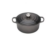 Le Creuset, Cocotte Signature en Fonte Ãmaillée avec Couvercle, à 24 cm, Ronde, Compatible avec Toutes Sources de Chaleur (Induction Incluse), Capacité : 4.2 L, 4.305 kg, Gris