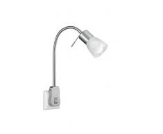 TRIO, Spot, Levisto incl. 1 x LED,E14,5,0 Watt,3000K,470 Lm. Verre, Albâtre, Corps: metal, Nickel mat L:4,7cm, H:40,0cm, P:23,0cm IP20,Interrupteur,Flexible