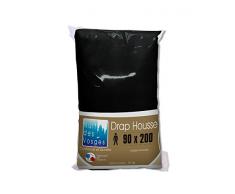 Nuit des Vosges 2106305 Cotoval Drap Housse Uni Coton Noir 90 x 200 cm