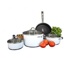 Bastilipo Zurich Batterie de Cuisine en Acier Inoxydable, Blanc, 24 cm, 7 unités