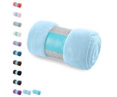 AmeliaHome Couverture en Microfibre Polaire Douce et Douce, Polyester, Bleu Clair, 70 x 150