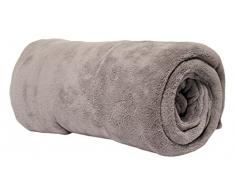Soleil dOcre 510639 Calin Couverture Extra Douce en Microfibre, Gris, 180 x 220 cm