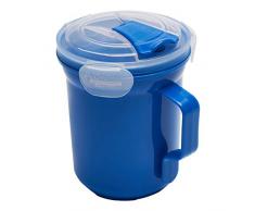 Addis Clip & Go Tasse à Soupe avec Couvercle verrouillable et Grille daération pour Micro-Ondes Bleu Cobalt 600 ML