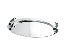 Alessi Mg09 Plateau Ovale en Acier Inoxydable 18/10 Brillant avec PoignÃ©es en Pa, Noir