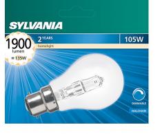 Sylvania SYL0022111 Ampoule Standard HalogÃ¨ne, Verre, B22, 105 W, Blanc