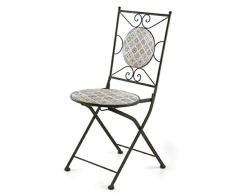 Galileo Casa Rodi Chaise mosaïque 40 x 48 x 90, Fer + béton, Noir, Dimensions : L. 40 x 48 x H. 90 cm. Diamètre du siège : 37 cm.