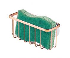 iDesign rangement cuisine pour éponge, petit porte éponge en métal inoxydable, accessoire cuisine pour éponge et grattoir à vaisselle, couleur cuivre
