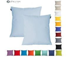 DHestia Lot de 2 Housses de Coussin en Toile pour canapÃ© et lit 45 x 45 cm Bleu Ciel 160 / Bleu Ciel 45 x 45 cm
