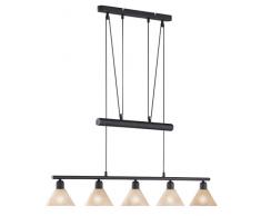 TRIO, Suspension, Stamina 5xE14, max.40,0 W Verre opale, Albâtre, Corps: metal, Rouille L:102,0cm, L:14,0cm, H:180,0cm IP20,Hauteur réglable
