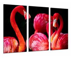 Tableau Moderne Photographique, Impression sur bois, Roses flamants animaux, les rouges, la faune, 97 x 62 cm, ref. 26773
