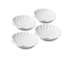 WM TSET111 Bartleet & â¿Sons 1750 Lot de 4 assiettes en porcelaine Motif coquillage Blanc 12 cm