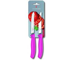 Victorinox Swiss Classic Set de 2 Couteau à tomates et de Table Tranchant denté, Acier Inoxydable, Rosa, 30 x 5 x 5 cm