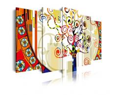 Dekoarte 82 - Tableau moderne sur toile montÃ© sur cadre en bois 5 piÃ¨ces, style abstrait arbre de la vie Gustave Klimt en couleurs, 150x80cm