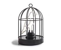 SUCK UK SK NEONBIRD1 Lampe VoliÃ¨re, MÃ©tal, Noir/Blanc, 25.5 x 16 x 16 cm