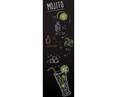 DECORATION adhésive pour CUISINE et réfrigérateurs Mojito sur Fond Noir Autocollant, Polyvinyle, Noir, 59,5 x 0,1 x 180 cm