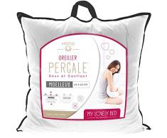 My Lovely Bed - Oreiller Percale 100% Coton - 65x65 cm - Doux et Gonflant - Confort Moelleux - Anti acariens - Haut de Gamme