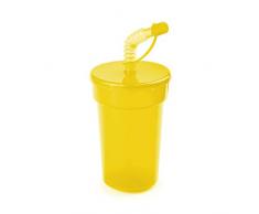 Gobelet colorÃ© avec paille pliÃ©e, PolypropylÃ¨ne, jaune, Pack of 1