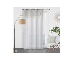 Soleil docre Tendresse Voilage, Coton, Gris, 140 x 250 cm