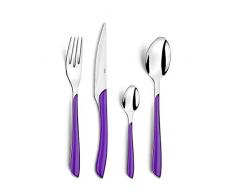 Amefa ECLAT Ménagère 24 Pièces pour 6 Personnes 6 Cuillères 6 Fourchettes 6 Couteaux 6 Cuillères à Café Thé, Acier Inoxydable, Plastique, Violet/argenté, 24-teilig