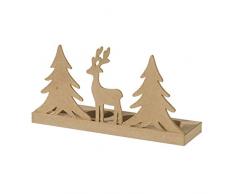 Efco Renne/Sapin Silhouette Bougeoir avec 4Â piÃ¨ces et 4Â Inserts, Papier Mache, Marron, 32Â x 32Â x 9Â x 17Â cm