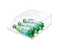 iDesign Casier Rangement pour Frigo, Bac Alimentaire en Plastique sans BPA, Bac Rangement pour les Bouteilles dans la Cuisine, Transparent