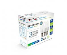 Kit super saver Pack V-TAC 3pcs/pack ampoules lED bougie E14Â 5.5Â W vt-2076Â âÂ SKU 7265Â Blanc froid 6400Â K
